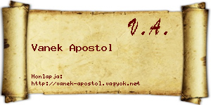 Vanek Apostol névjegykártya